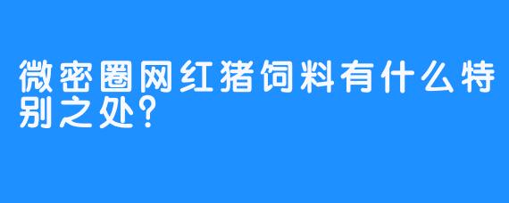 微密圈网红猪饲料有什么特别之处？