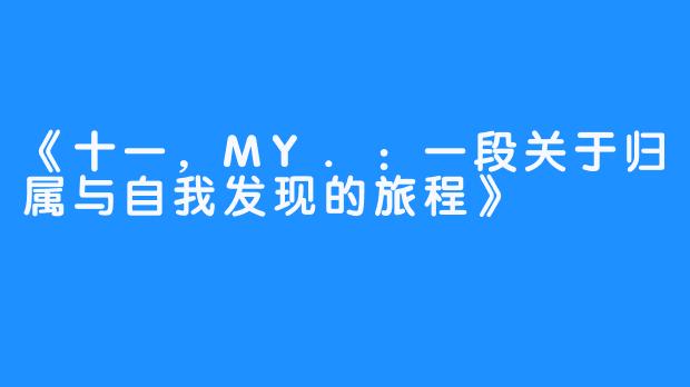 《十一,MY.:一段关于归属与自我发现的旅程》-畅游ASMR 《十一,MY.:一段关于归属与自我发现的旅程》