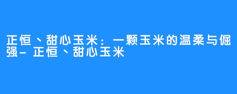 正恒丶甜心玉米:一颗玉米的温柔与倔强-畅游ASMR 正恒丶甜心玉米:一颗玉米的温柔与倔强